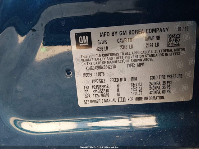 Aukcja sprzedaży 2019 Buick Encore Fwd Preferred, vin: KL4CJASB0KB842210, numer aukcji: 44076247