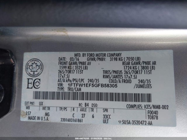 Ford F-150 Xlt 2016 1FTFW1EF5GFB58305 Image 9