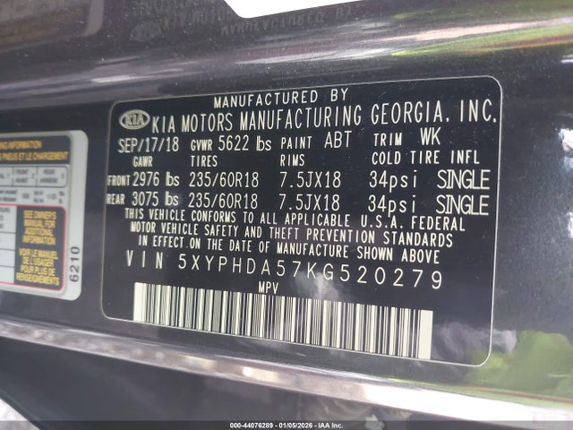 2019 KIA SORENTO 5XYPHDA57KG520279 Photo 8