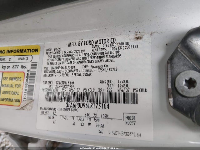 Ford Fusion Titanium 2020 3FA6P0D96LR175104 Image 9