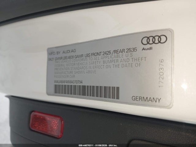 2021 AUDI A4 WAUABAF4XMA070794 Photo 8