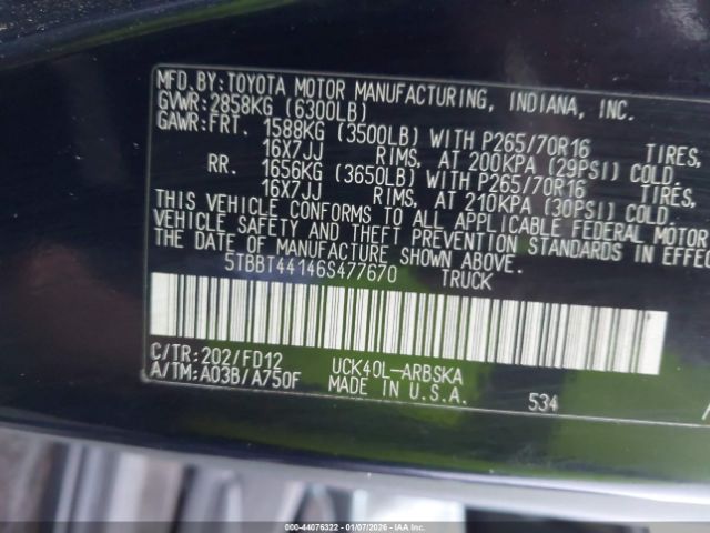 2006 TOYOTA TUNDRA 5TBBT44146S477670 Photo 8