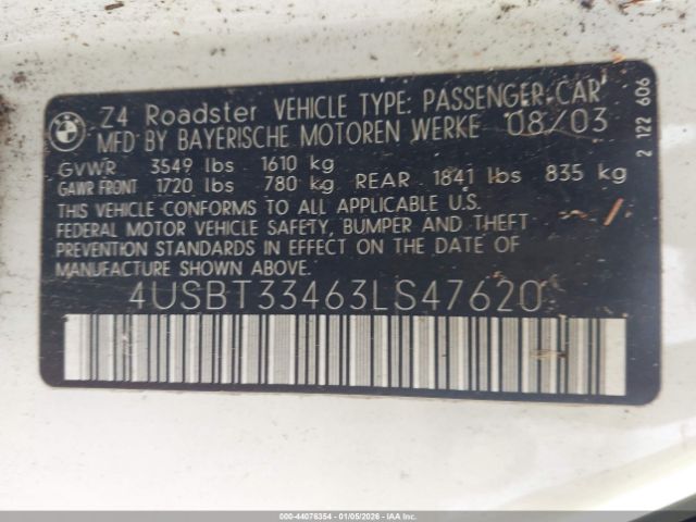 2003 BMW Z4 4USBT33463LS47620 Photo 8