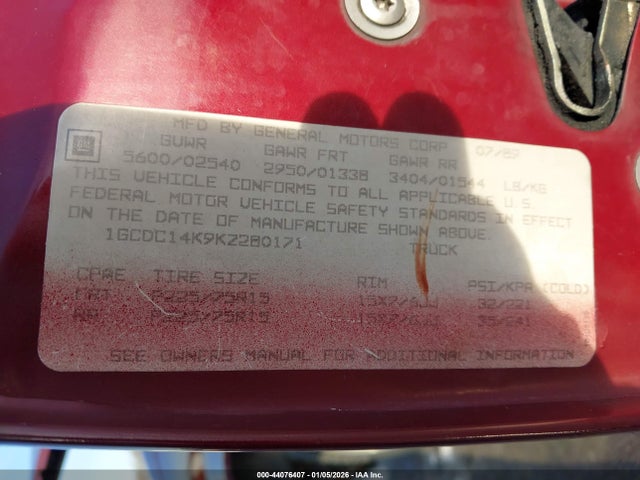 1989 CHEVROLET GMT-400 1GCDC14K9KZ280171 Photo 8