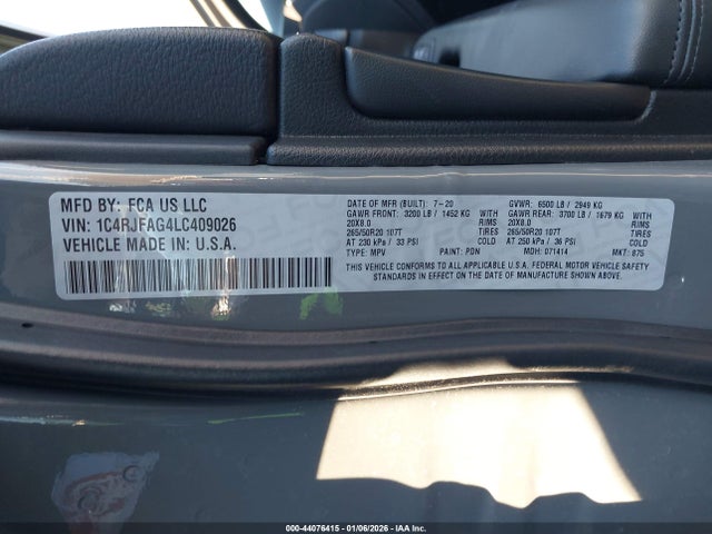 1C4RJFAG4LC409026 Jeep Grand Cherokee Altitude 4x4