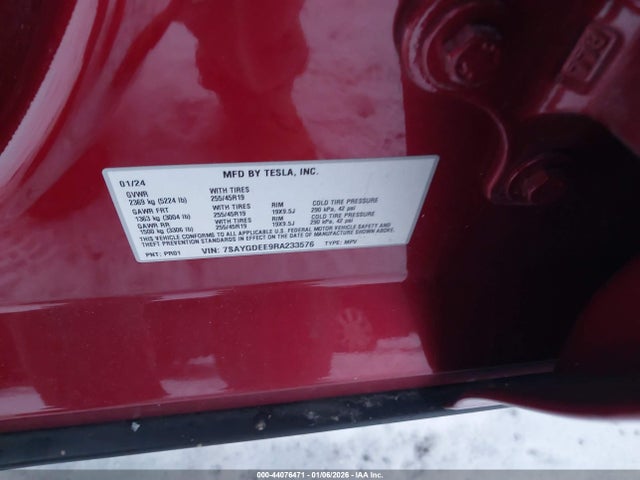 Продажа на аукционе авто 2024 Tesla Model Y Long Range Dual Motor All-wheel Drive, vin: 7SAYGDEE9RA233576, номер лота: 44076471