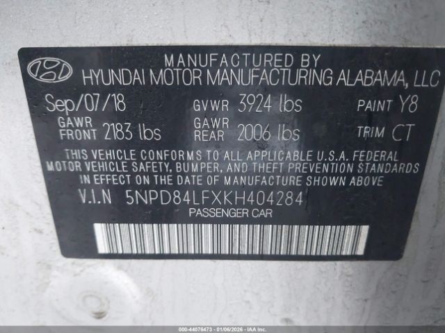 2019 HYUNDAI ELANTRA 5NPD84LFXKH404284 Photo 8