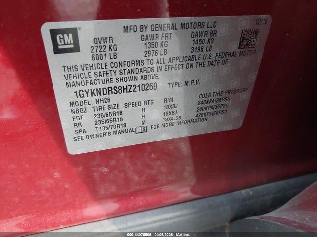 2017 CADILLAC XT5 1GYKNDRS8HZ210269 Photo 8