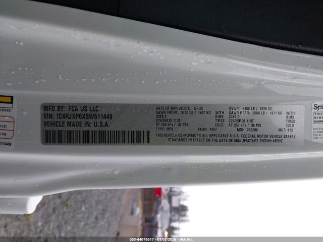 Продажа на аукционе авто 2025 Jeep Wrangler 4xe Backcountry 4xe, vin: 1C4RJXP6XSW611449, номер лота: 44076517