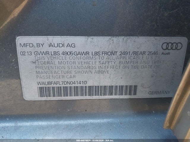 2013 AUDI A4 WAUBFAFL7DN041410 Photo 8