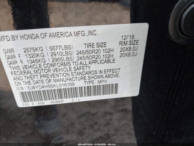 2019 ACURA MDX 5J8YD4H56KL016169 Photo 8