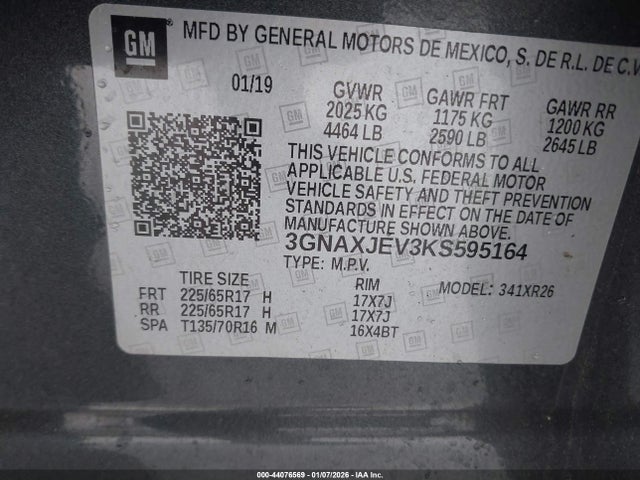 2019 CHEVROLET EQUINOX 3GNAXJEV3KS595164 Photo 8