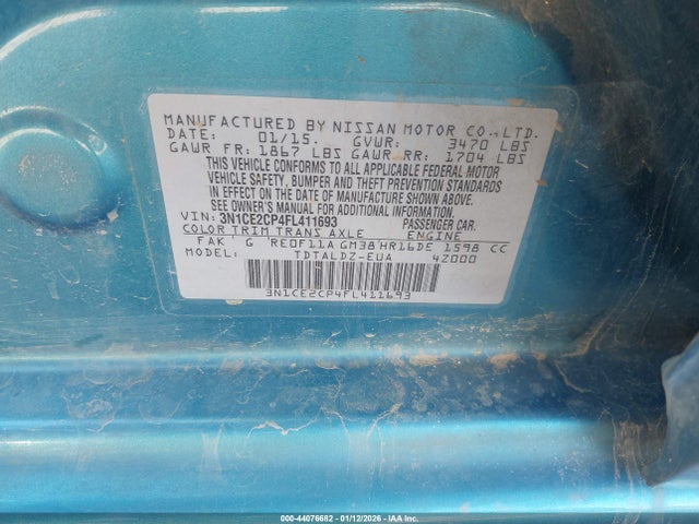 Nissan Versa Note S (sr)/s Plus/sl/sr/sv 2015 3N1CE2CP4FL411693 Image 9