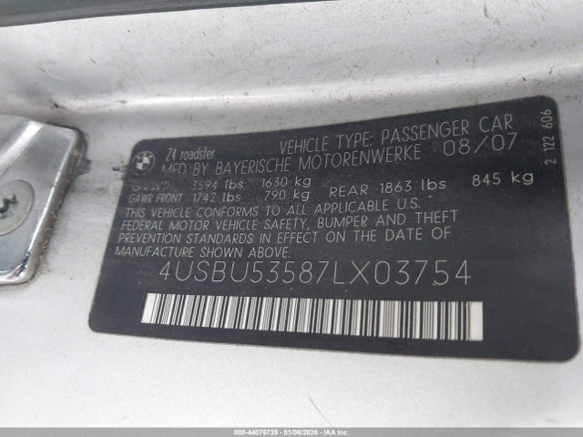 2007 BMW Z4 4USBU53587LX03754 Photo 8