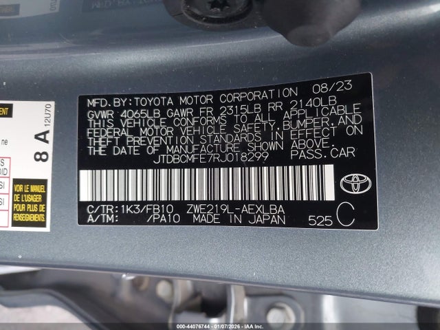 Toyota Corolla Hybrid Le 2024 JTDBCMFE7RJ018299 Image 9