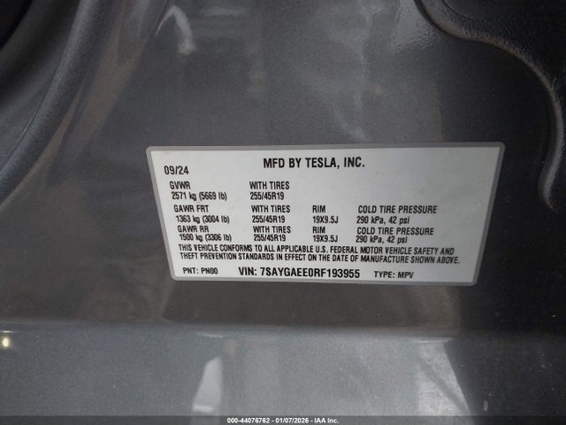2024 TESLA MODEL Y 7SAYGAEE0RF193955 Photo 8