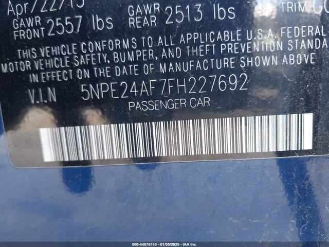 Hyundai SONATA SE 2015 5NPE24AF7FH227692 Image 9