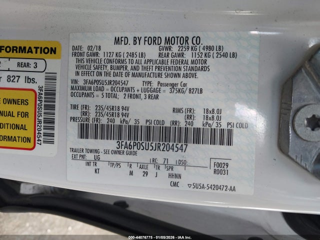 Ford Fusion Energi Titanium 2018 3FA6P0SU5JR204547 Image 9