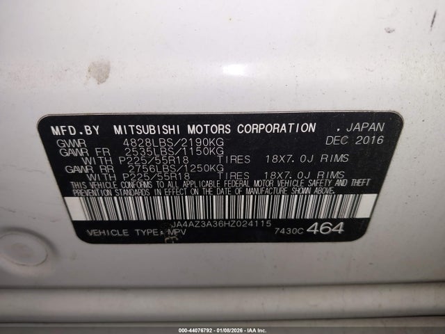 2017 MITSUBISHI OUTLANDER JA4AZ3A36HZ024115 Photo 8
