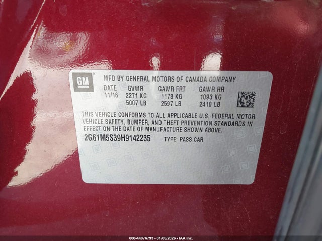 2017 CADILLAC XTS 2G61M5S39H9142235 Photo 8