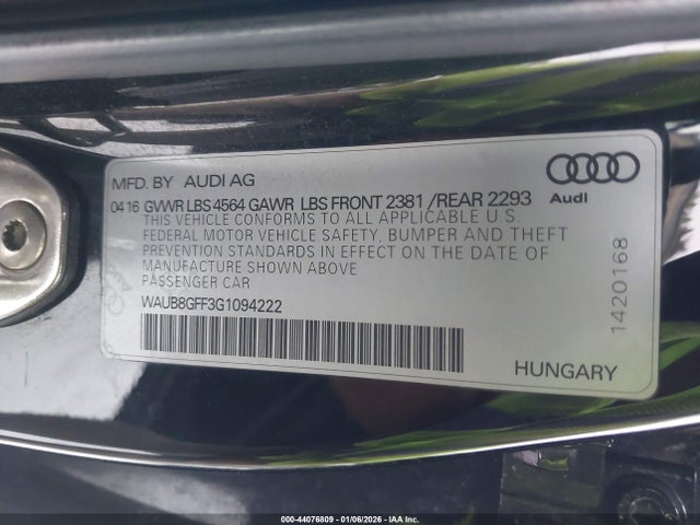 2016 AUDI A3 WAUB8GFF3G1094222 Photo 8