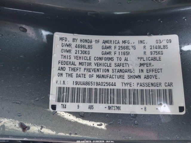 2009 ACURA TL 19UUA86519A025644 Photo 8