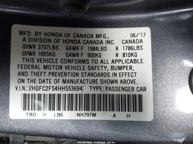 Honda k20c2 2017 2HGFC2F54HH553694 Image 9