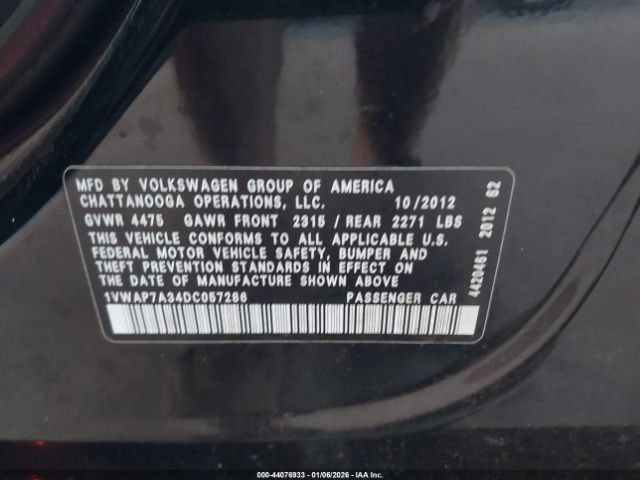 2013 VOLKSWAGEN PASSAT 1VWAP7A34DC057286 Photo 8