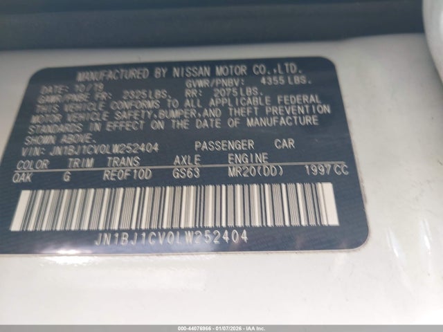 Aukcja sprzedaży 2020 Nissan Rogue Sport S Fwd Xtronic Cvt, vin: JN1BJ1CV0LW252404, numer aukcji: 44076966
