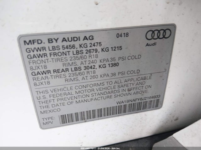 2018 AUDI Q5 WA1BNAFY6J2164933 Photo 8