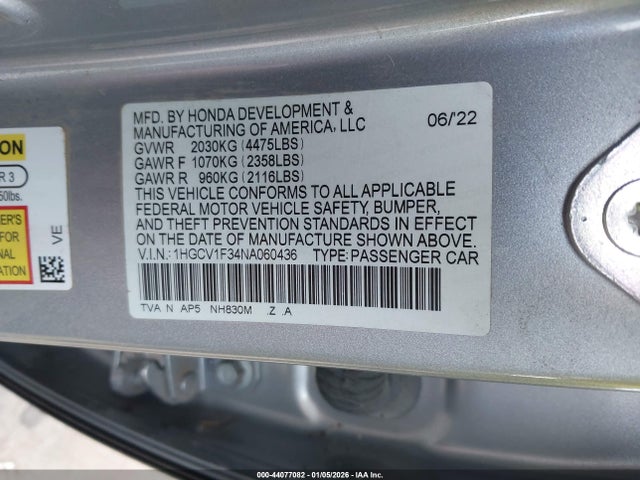 1HGCV1F34NA060436 Honda Accord Sport