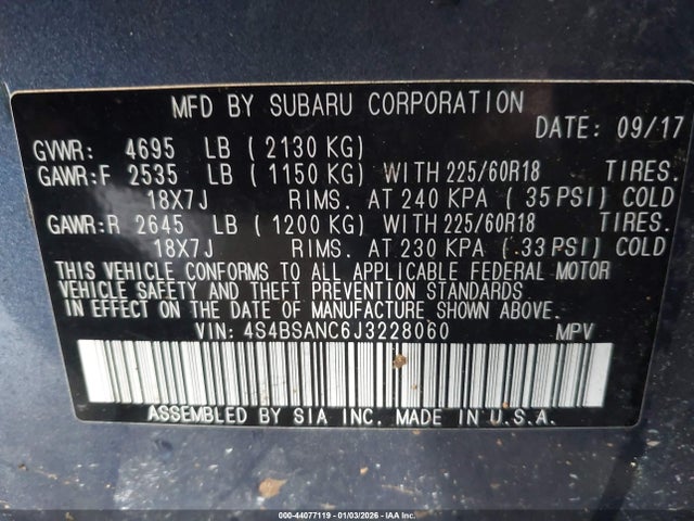 4S4BSANC6J3228060 Subaru Outback 2.5i Limited