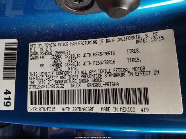 3TMCZ5AN1GM013132 Toyota Tacoma Trd Off Road