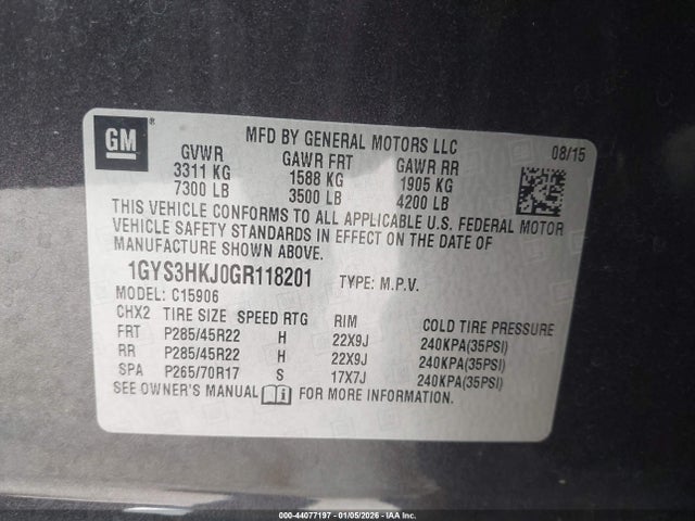 2016 CADILLAC ESCALADE ESV 1GYS3HKJ0GR118201 Photo 8