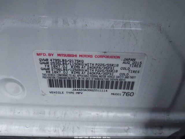 2016 MITSUBISHI OUTLANDER JA4AD3A39GZ011114 Photo 8