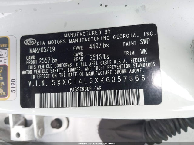 2019 KIA OPTIMA 5XXGT4L3XKG357366 Photo 8