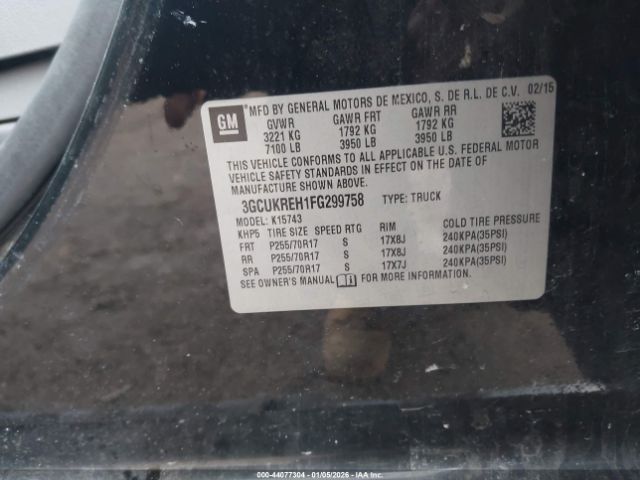 2015 CHEVROLET SILVERADO 1500 3GCUKREH1FG299758 Photo 8