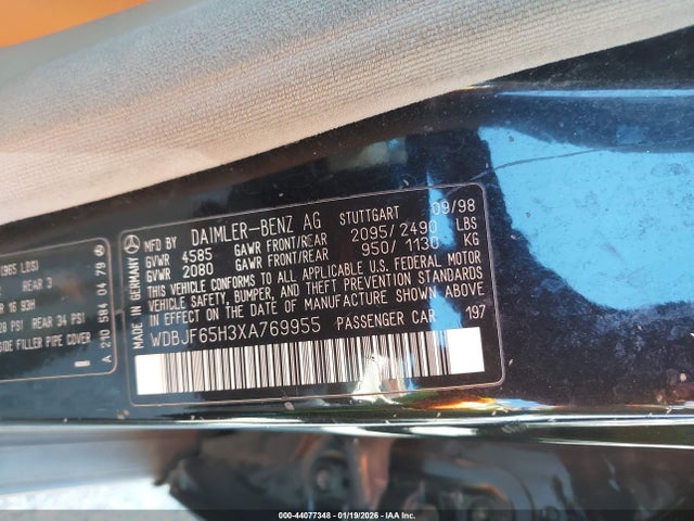 1999 MERCEDES-BENZ E 320 WDBJF65H3XA769955 Photo 8