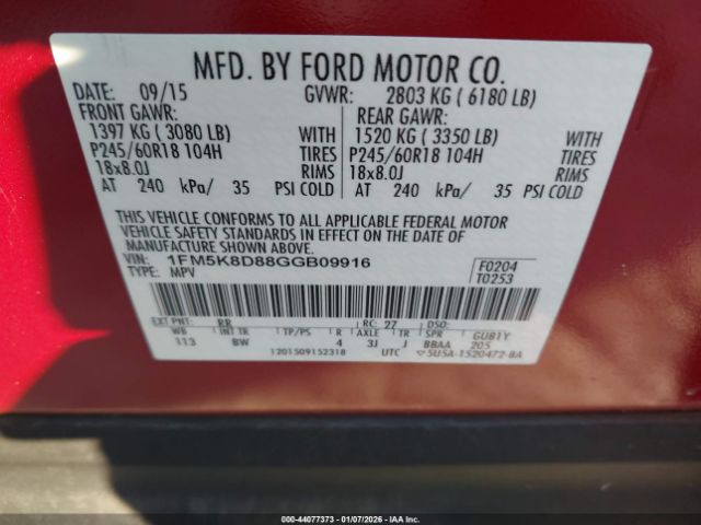 2016 FORD EXPLORER 1FM5K8D88GGB09916 Photo 8