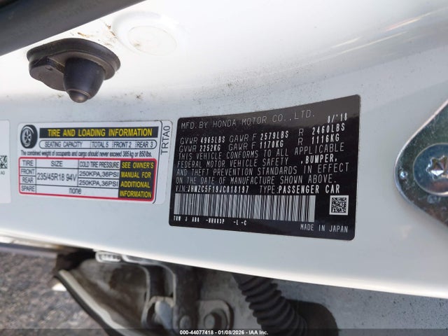 JHMZC5F19JC018197 Honda CLARITY PLUG-IN HYBRID