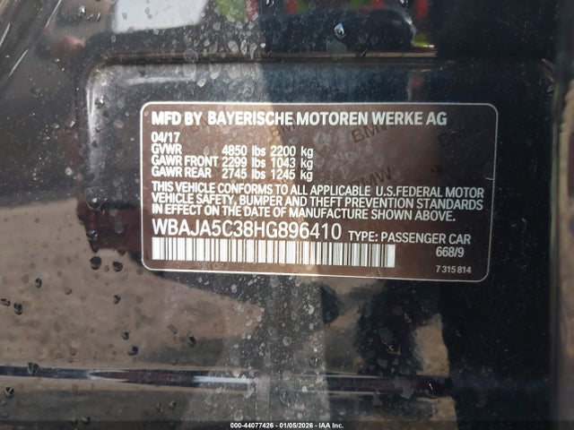 Продаж на аукціоні авто 2017 Bmw 530i, vin: WBAJA5C38HG896410, номер лоту: 44077426
