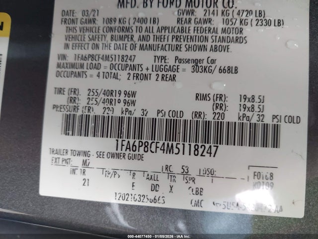 2021 FORD MUSTANG 1FA6P8CF4M5118247 Photo 8