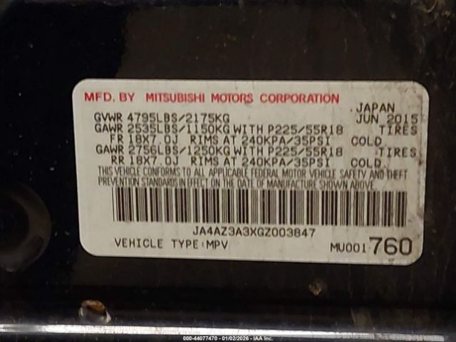 2016 MITSUBISHI OUTLANDER JA4AZ3A3XGZ003847 Photo 8
