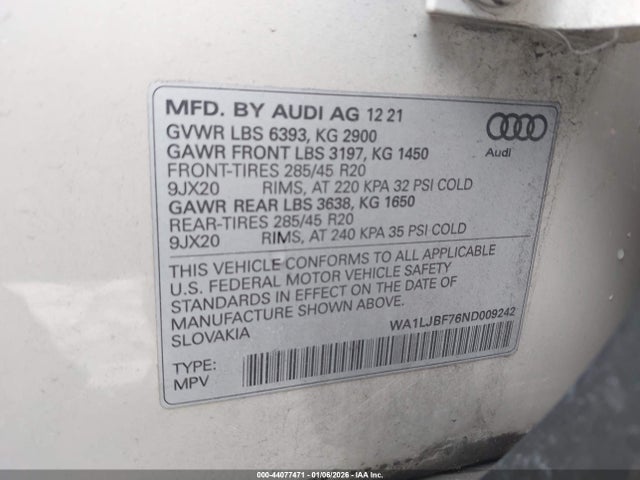 2022 AUDI Q7 WA1LJBF76ND009242 Photo 8