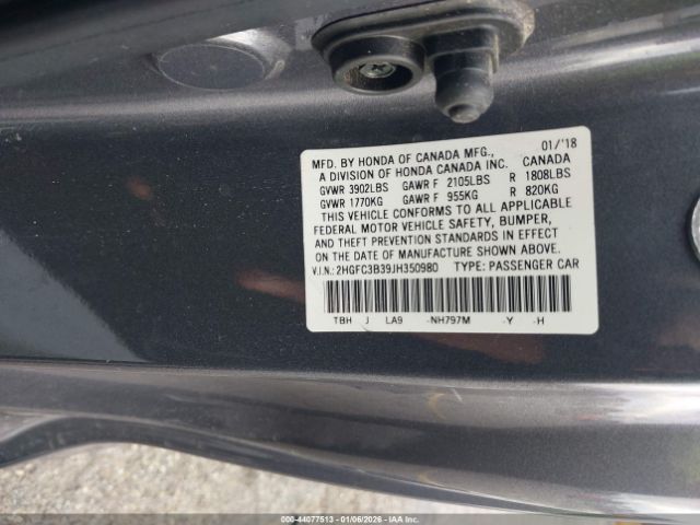 2018 HONDA CIVIC 2HGFC3B39JH350980 Photo 8