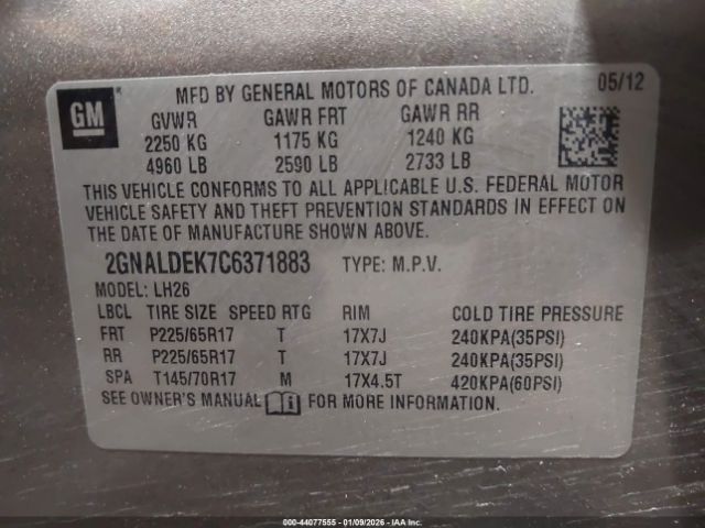 2012 CHEVROLET EQUINOX 2GNALDEK7C6371883 Photo 8
