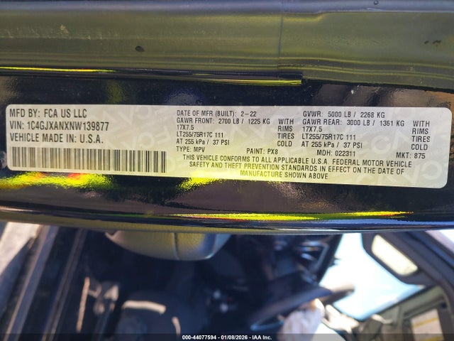 2022 JEEP WRANGLER 1C4GJXANXNW139877 Photo 5