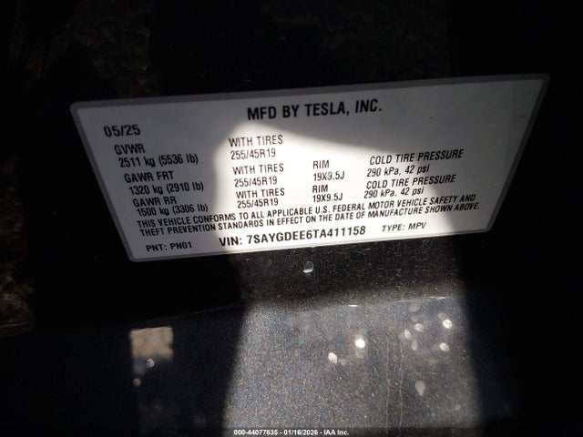 2026 TESLA MODEL Y 7SAYGDEE6TA411158 Photo 8