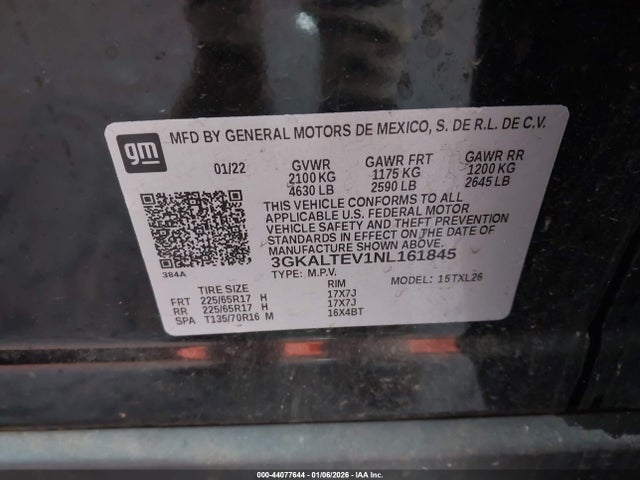 3GKALTEV1NL161845 GMC Terrain Awd Sle