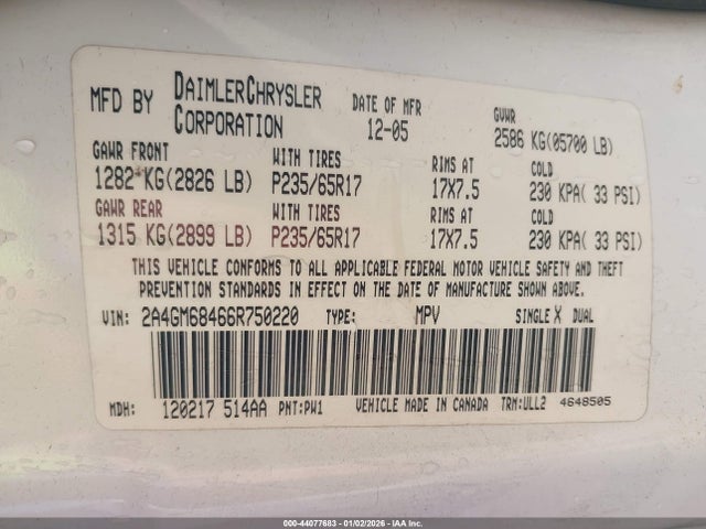 2006 CHRYSLER PACIFICA 2A4GM68466R750220 Photo 8